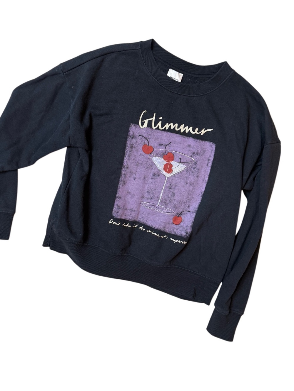Maeve Natalia b Glimmer Graphic Sweatshirt - Black with Purple & Red Sz xxs